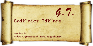 Gránicz Tünde névjegykártya