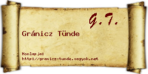 Gránicz Tünde névjegykártya